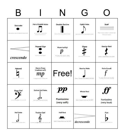 Music Bingo Card