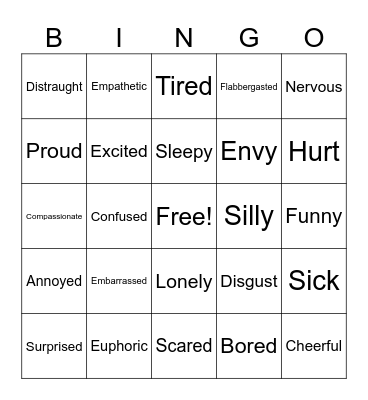 Emotions Bingo Card