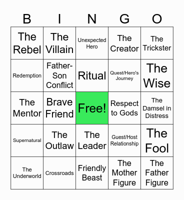Archetype Bingo Card