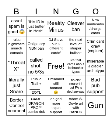 Dawn Elevation Scoops Season Bingo Card