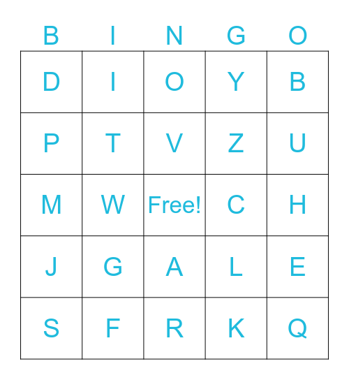 ASL Alphabet Bingo Card