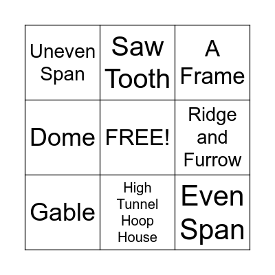 Greenhouse Frame/Type Bingo Card
