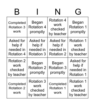 Small Group Bingo Card