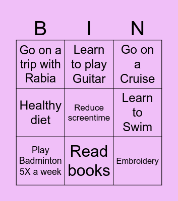 Mounika Bingo Card