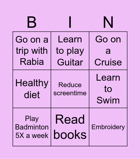 Mounika Bingo Card