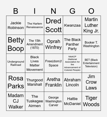Black History Bingo Card