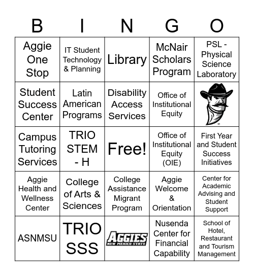 Pistol Pete's Academic Fair Bingo Card