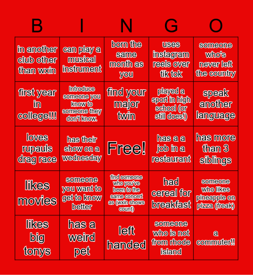 Interactive Human Bingo Card