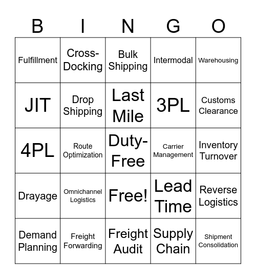 Logistics Bingo Card