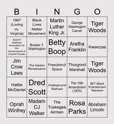 Black History Bingo Card