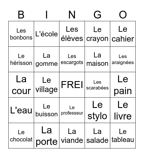 Bingo Herisson Bingo Card