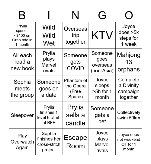 2025 Group Bingo Card