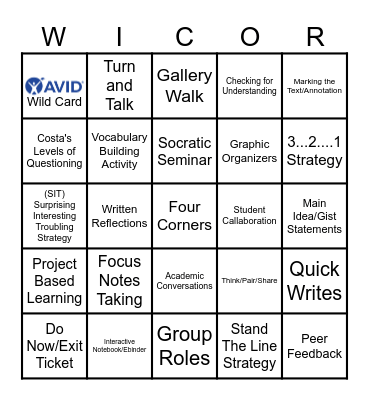 WICOR BINGO Card