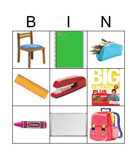 School Supplies Bingo Card