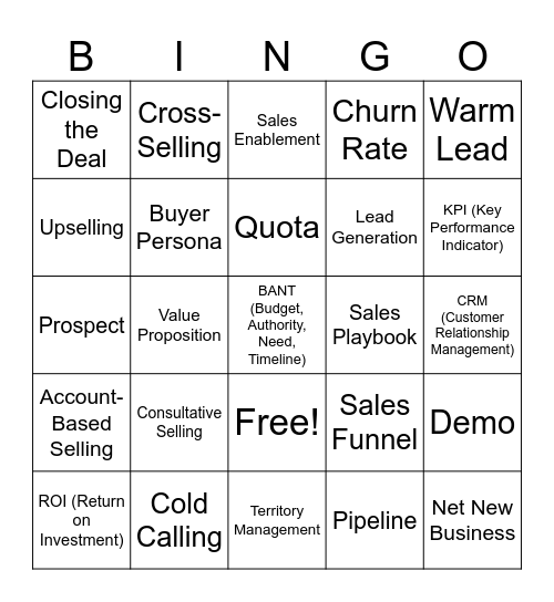 Sales Bingo Card
