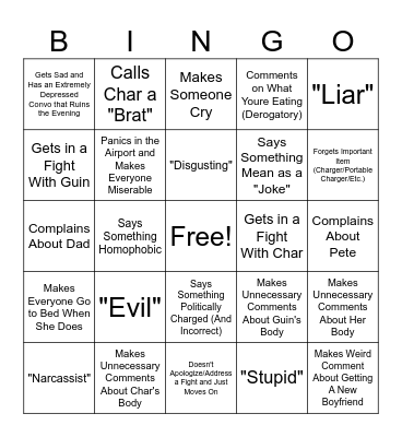 Mom Bingo Card