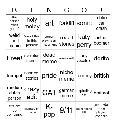 Instagram reels bingo by Milo Bingo Card