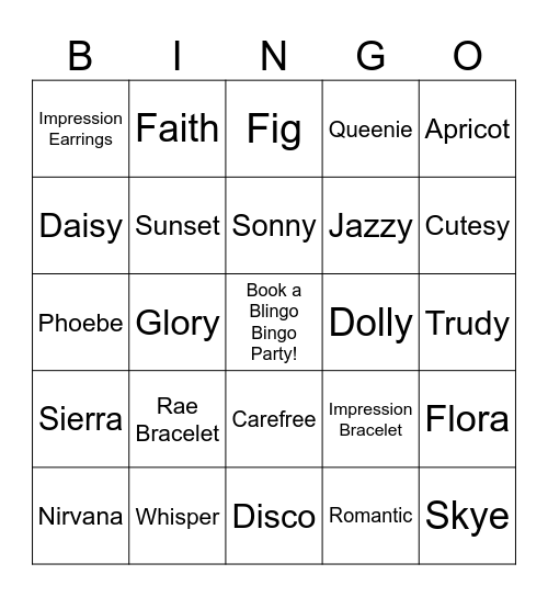 Blingo Bingo Card