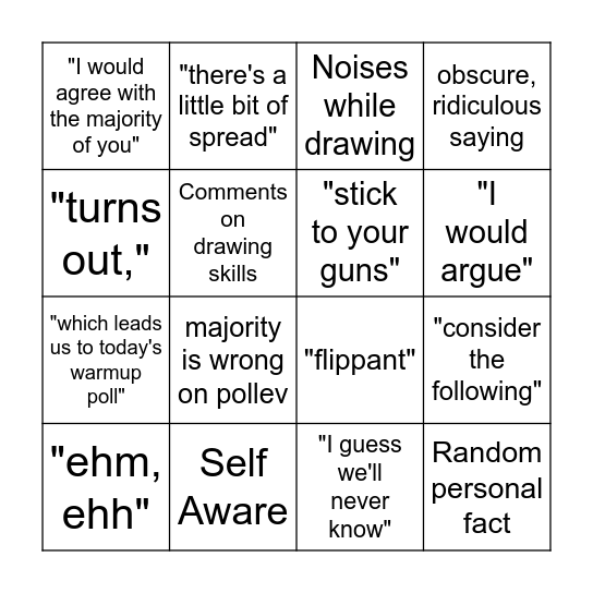 Bergsman Bingo Card