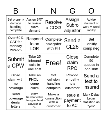 ICS BINGO Card