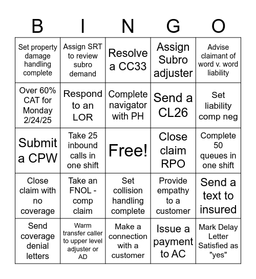 ICS BINGO Card
