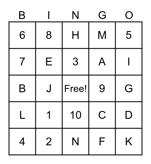 Family Bingo Day! Bingo Card