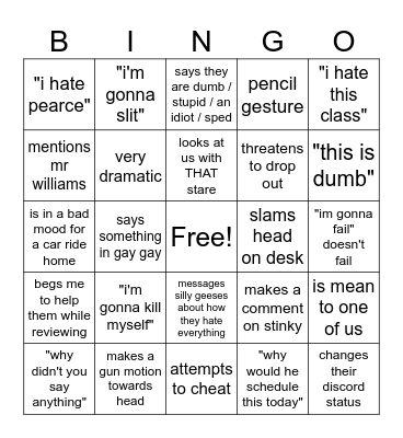 algebra bingo Card