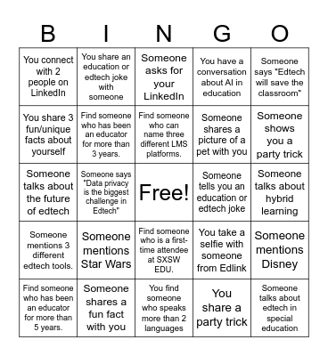 Edtech Bingo Card