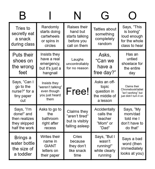 “You Can’t Make This Up” Bingo Card