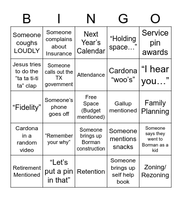 Listening Tour Bingo Card