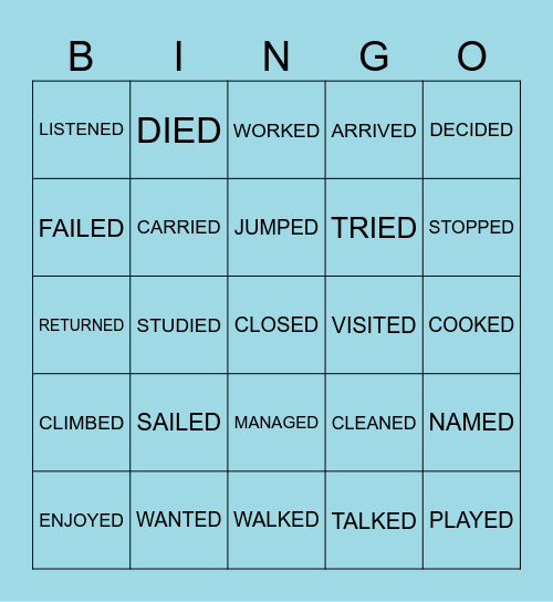 CIIT SIMPLE PAST REG VERBS 4A Bingo Card
