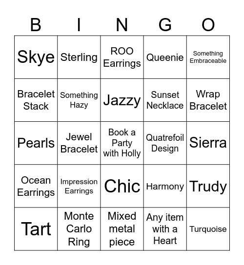 HOLLY'S BDAY WEEK BLING-O BINGO Card