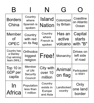 MUN Bingo Card