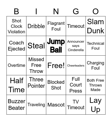 March Madness Basketball Bingo Card