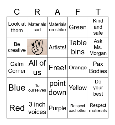 Routines and Expectations Bingo Card