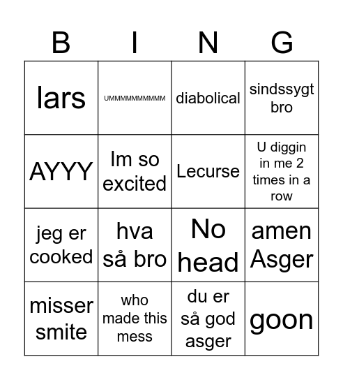 freivald bingo Card