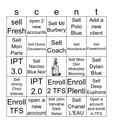 Scent Event 9/28- 10/9/16 Bingo Card