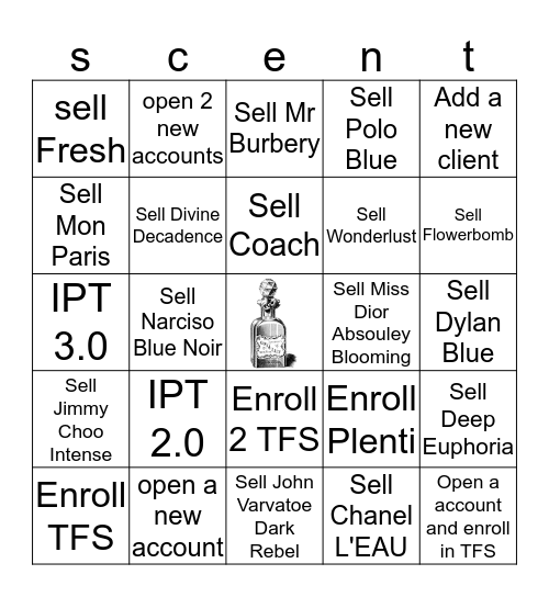 Scent Event 9/28- 10/9/16 Bingo Card