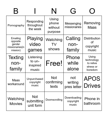 Apostasy BINGO Card