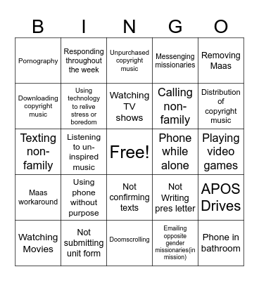 Apostasy BINGO Card