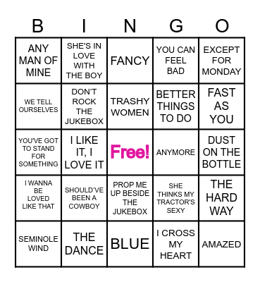 90S COUNTRY HITS Bingo Card