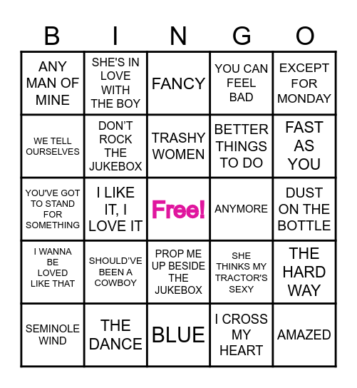 90S COUNTRY HITS Bingo Card