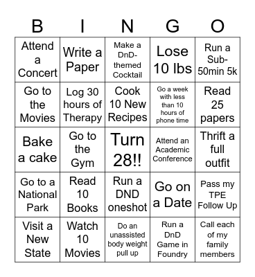 Don's 2025 Bingo Card