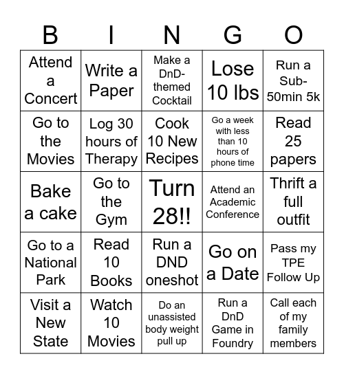 Don's 2025 Bingo Card