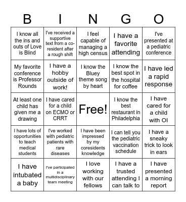 Nemours! Bingo Card