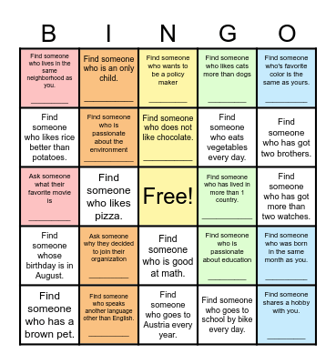 Find Someone Who... Bingo Card