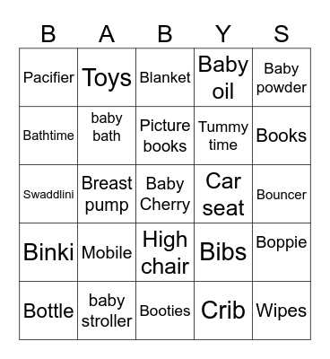 The Sweetest Cherry  Baby Game Bingo Card