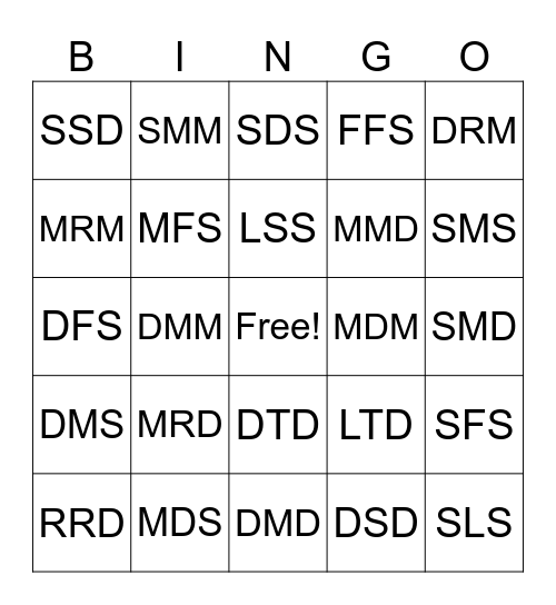 Solfege Bingo Card