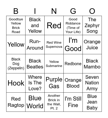 Colors! Bingo Card
