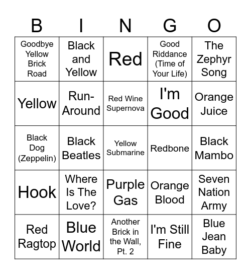 Colors! Bingo Card